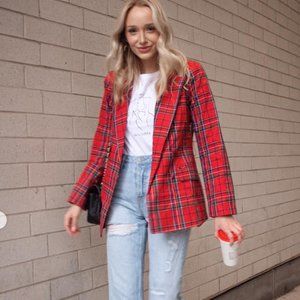 Revolve Lacademie Red Plaid Blazer